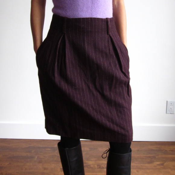Bagatelle - Wool Burgundy Pencil Skirt - Picture 5 of 16